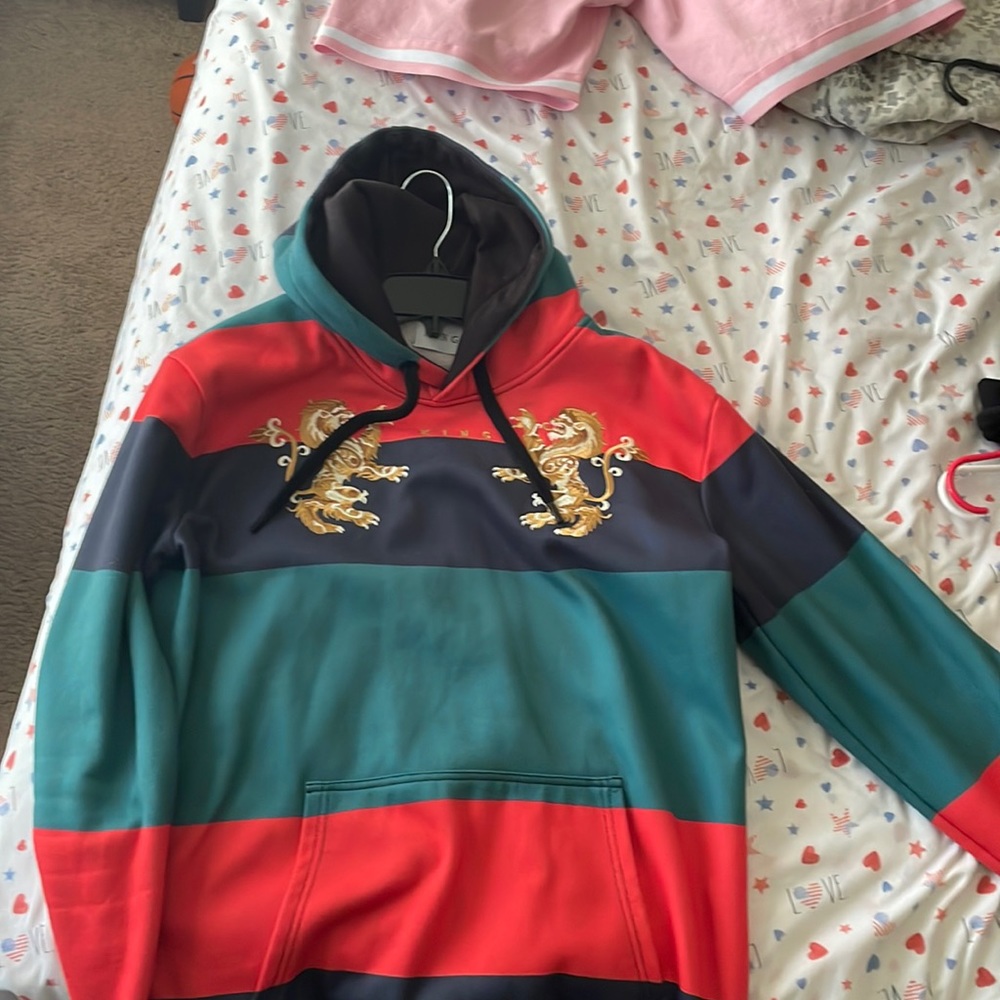 Multi-colored King Hoodie-Red,Green,Navy Blue